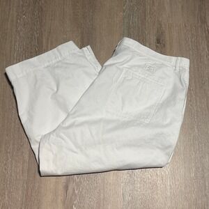 Ralph Lauren 22W White Cotton Capris Cropped Pants Womens Casual Summer EUC‎